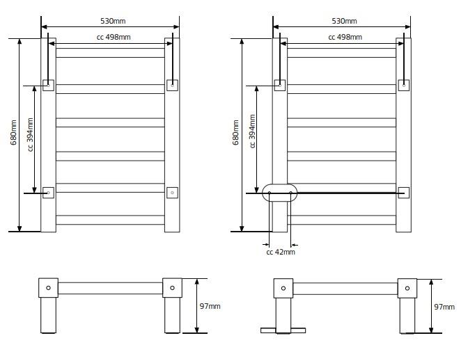 Hafa Go håndklædetørrer - 53x68 cm - Poleret rustfrit stål Hafa Go håndklædetørrer - 53x68 cm - Poleret rustfrit stål