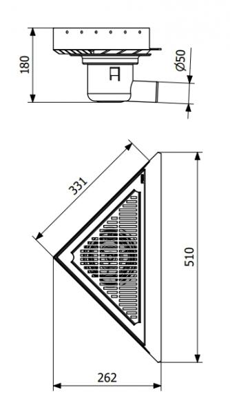 PURUS Corner gulvafløb, sampak Ø50 mm vandret med vandlås PURUS Corner gulvafløb, sampak Ø50 mm vandret med vandlås