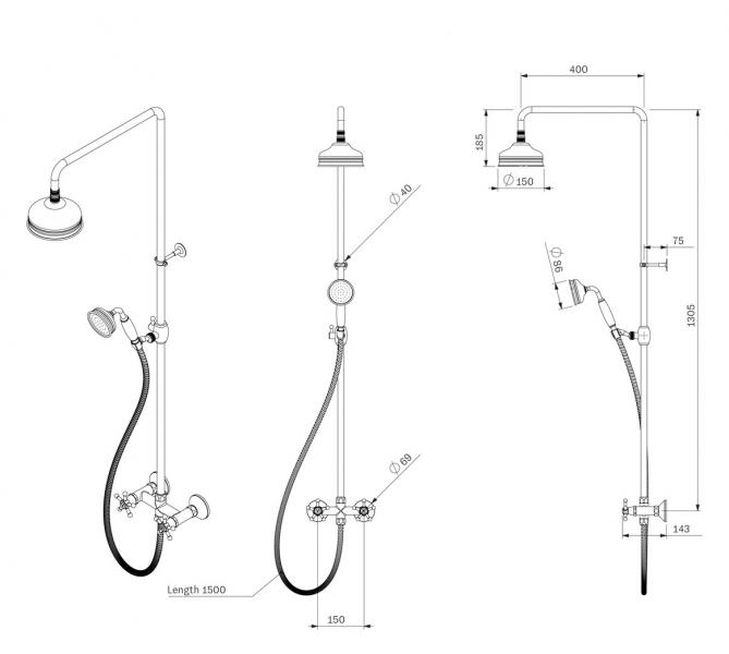 Toni Christiansborg komplet brusesystem - Bruneret