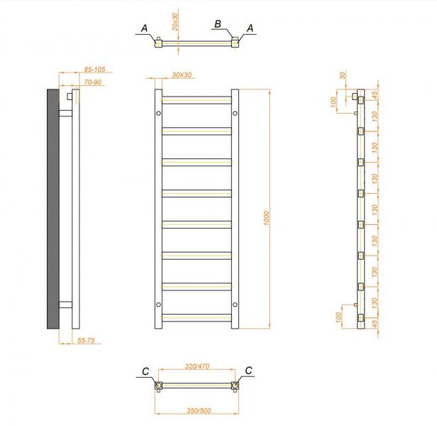 Kriss Manisa H&aring;ndkl&aelig;det&oslash;rrer - 50x100 cm - Krom