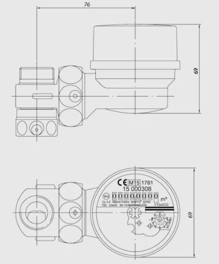 Vandm&aring;ler til brusearmatur BWZ QN 1,5 koldtvandsm&aring;ler