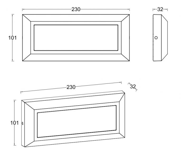 Lutec Architectural Helena udend&oslash;rslampe til v&aelig;g - 23 x 10 cm - Mat sort