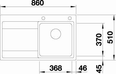 Blanco Divon II 45 S-IF k&oslash;kkenvask - Venstrevendt - Rustfrit st&aring;l