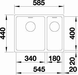 Blanco Andano 340/180-IF/N UXI k&oslash;kkenvask - H&oslash;jrevendt - Rustfrit st&aring;l