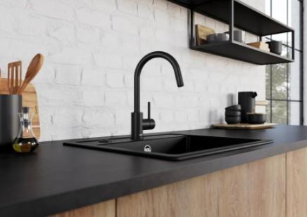 Blanco Mida-S k&oslash;kkenarmatur m/udtr&aelig;k - Sort mat