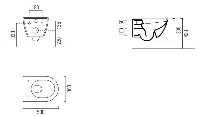 GSI Pura kompakt 50 væghængt toilet m/Extraglaze+ GSI Pura kompakt 50 væghængt toilet m/Extraglaze+