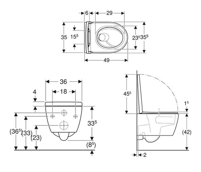Geberit iCon kompakt væghængt toilet m/TurboFlush og toiletsæde - Hvid mat Geberit iCon kompakt væghængt toilet m/TurboFlush og toiletsæde - Hvid mat