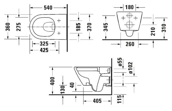 Duravit D-Neo væghængt toilet rimless inkl. sæde m/SoftClose og QuickRelease Duravit D-Neo væghængt toilet rimless inkl. sæde m/SoftClose og QuickRelease