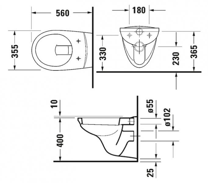 Duravit D-Code Basic 56 v&aelig;gh&aelig;ngt toilet