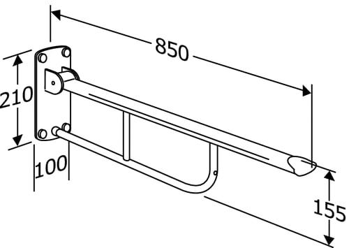 Pressalit VALUE armst&oslash;tte til v&aelig;gmontering
