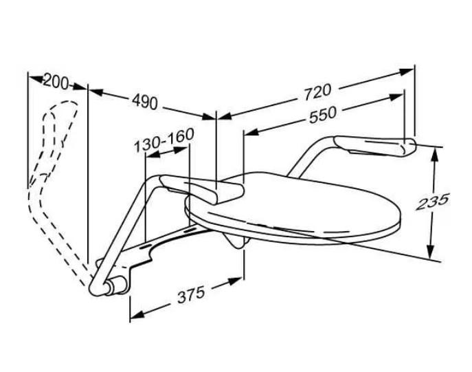 Pressalit TMA 2 armst&oslash;tte inkl. s&aelig;de til montering p&aring; toilet