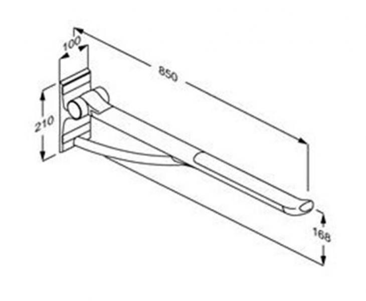 Pressalit Plus toiletst&oslash;tte til v&aelig;g m/d&aelig;mper 850mm - Antracitgr&aring;