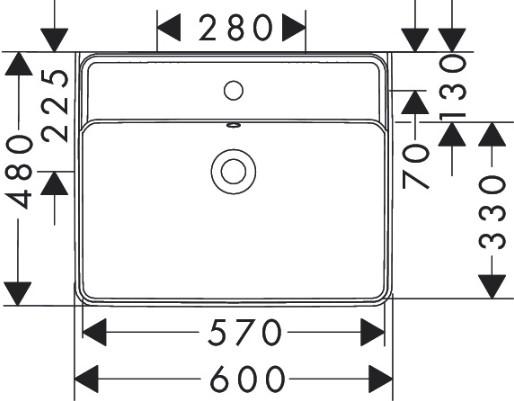 hansgrohe Xanuia Q 60 håndvask t/væg - 1 hanehul hansgrohe Xanuia Q 60 håndvask t/væg - 1 hanehul
