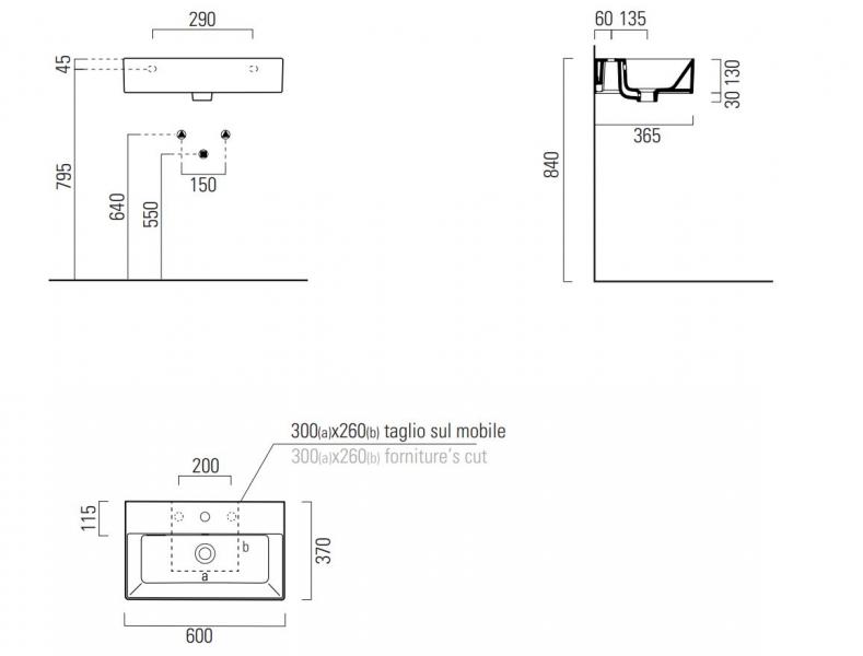 GSI Kube X 60 kompakt håndvask t/væg - ExtraGlaze GSI Kube X 60 kompakt håndvask t/væg - ExtraGlaze