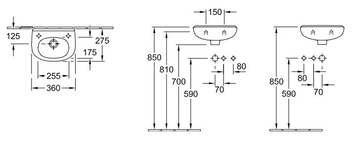 V&B O.Novo 36 håndvask t/væg - Med/uden hanehul V&B O.Novo 36 håndvask t/væg - Med/uden hanehul