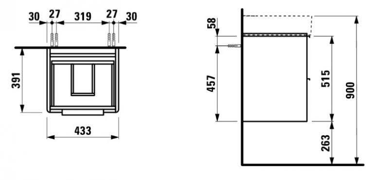 Laufen Base m&oslash;bels&aelig;t 45 m/Val h&aring;ndvask - Mathvid