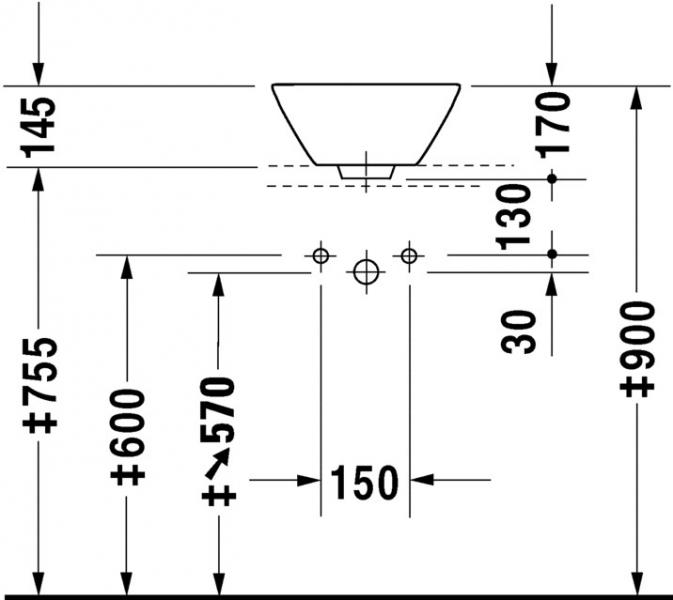 Duravit Starck 1 &Oslash;33 fritst&aring;ende bowlevask - Uden hanehul