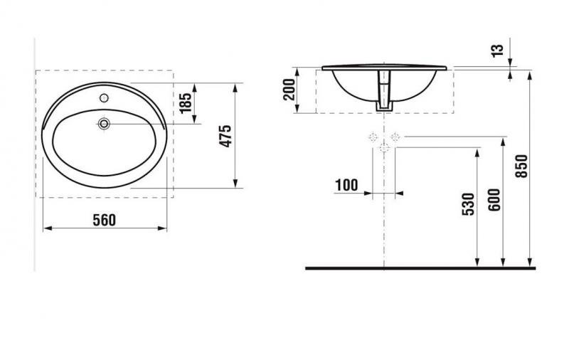 Jika Ibon 56 håndvask t/nedfældning - 1 hanehul - LCC Jika Ibon 56 håndvask t/nedfældning - 1 hanehul - LCC