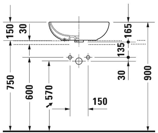 Duravit Foster 50 fritst&aring;ende bowlevask - Uden hanehul