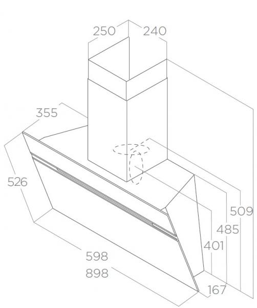 Eico Stripe 60 X emh&aelig;tte til v&aelig;gmontering - Rustfrit st&aring;l