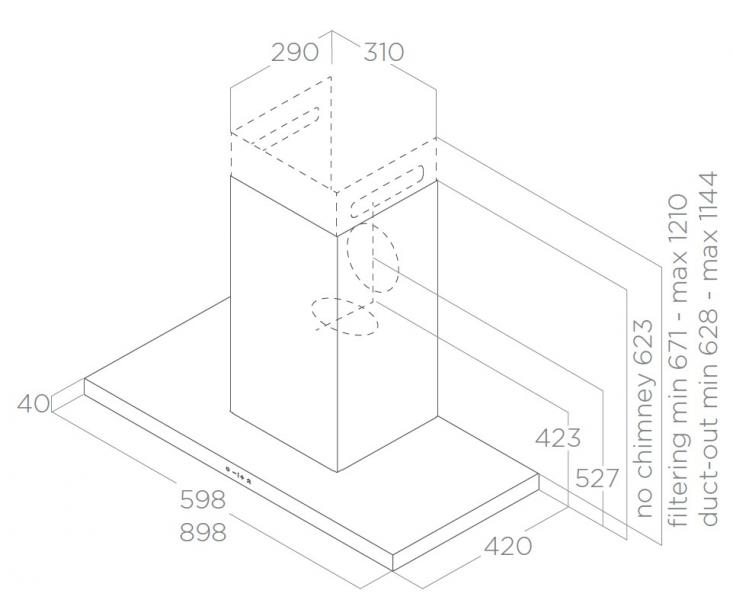 Eico Thin P 90 X emh&aelig;tte til v&aelig;gmontering - Rustfrit st&aring;l