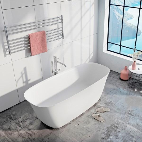 Str&oslash;mberg Vadum fritst&aring;ende badekar 1700 x 750 mm - Mat hvid