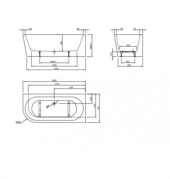 Strømberg Lago fritstående badekar t/hjørne - 165 x 75 - Højre Strømberg Lago fritstående badekar t/hjørne - 165 x 75 - Højre