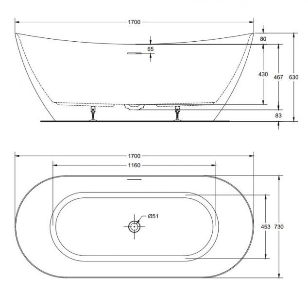 Kriss Noble fritst&aring;ende badekar - Mat hvid