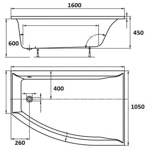 Royal Vigga hjørnebadekar - 160 x 105 - Højre - 1 ryglæn Royal Vigga hjørnebadekar - 160 x 105 - Højre - 1 ryglæn
