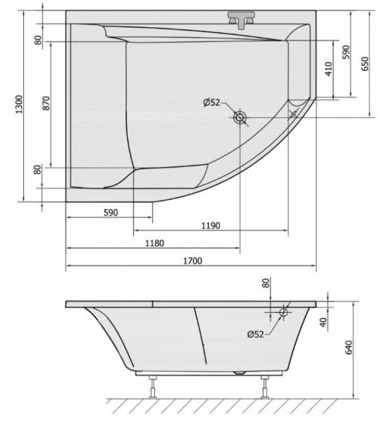 Royal Thilde hjørnebadekar - 170 x 130 - Venstre Royal Thilde hjørnebadekar - 170 x 130 - Venstre