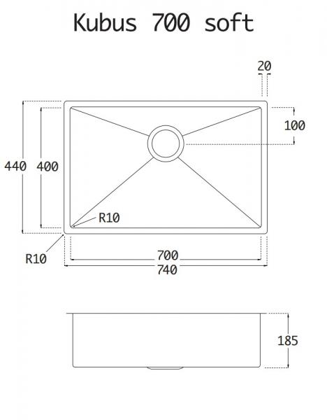 Lavabo Kubus 700 Soft køkkenvask - Messing PVD Lavabo Kubus 700 Soft køkkenvask - Messing PVD