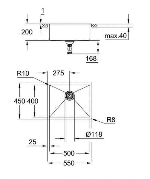 Grohe K700 k&oslash;kkenvask i rustfrit st&aring;l 60-S