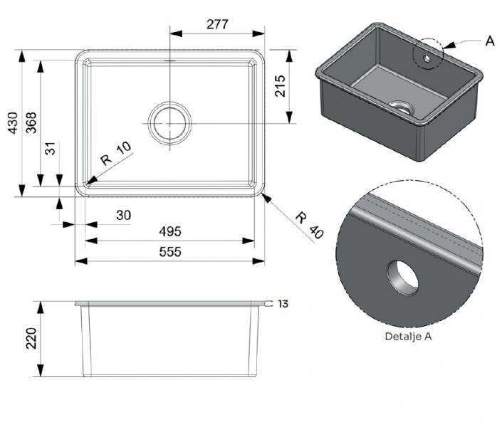 Lavabo Mararo II porcelænskøkkenvask - Krom afløb Lavabo Mararo II porcelænskøkkenvask - Krom afløb