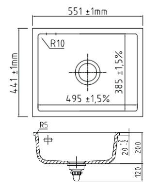 Lavabo Mera 50 U porcelænskøkkenvask - Mat hvid m/krom afløb Lavabo Mera 50 U porcelænskøkkenvask - Mat hvid m/krom afløb