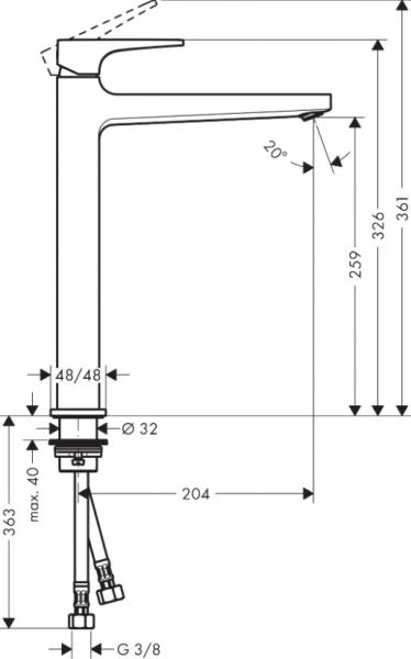 Hansgrohe Metropol 260 h&aring;ndvaskarmatur m/b&oslash;jlegreb - Krom