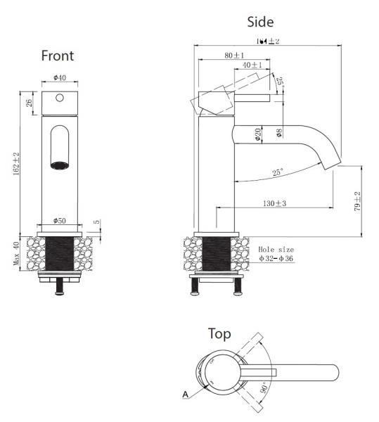 Lavabo Mira 140 RS h&aring;ndvaskarmatur - Rustfrit st&aring;l