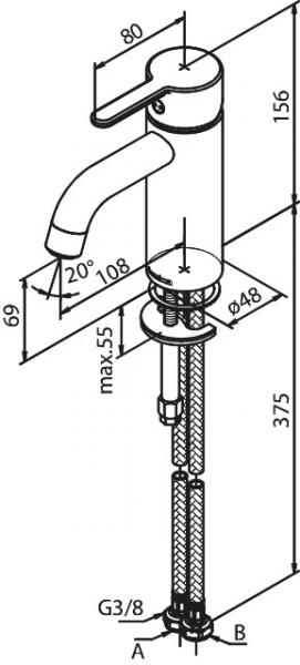Damixa Silhouet S h&aring;ndvaskbatteri u/bundventil - Matsort