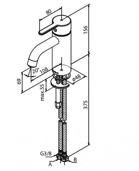 Damixa Silhouet S håndvaskbatteri u/bundventil - Poleret messing Damixa Silhouet S håndvaskbatteri u/bundventil - Poleret messing