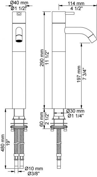 Vola HV1-170 vandhane til håndvask - Høj model - Krom Vola HV1-170 vandhane til håndvask - Høj model - Krom