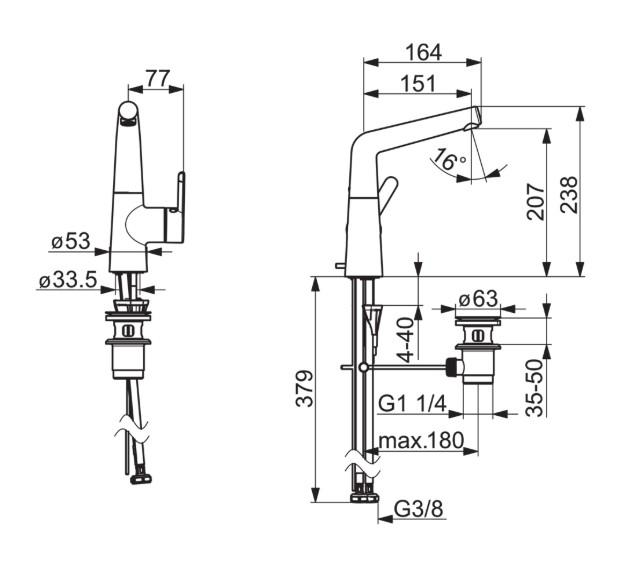 Oras Inspera 3004F h&aring;ndvaskarmatur m/svingtud - Krom