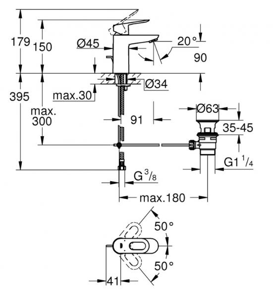 Grohe BauLoop S h&aring;ndvaskarmatur - Krom