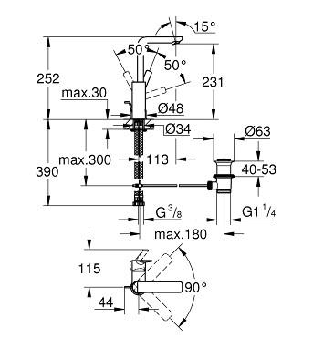 Grohe Lineare New L håndvaskarmatur m/svingtud - Krom Grohe Lineare New L håndvaskarmatur m/svingtud - Krom