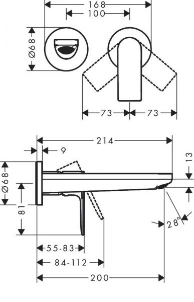 Hansgrohe Rebris E h&aring;ndvaskarmatur t/indbygning i v&aelig;g - Mat sort
