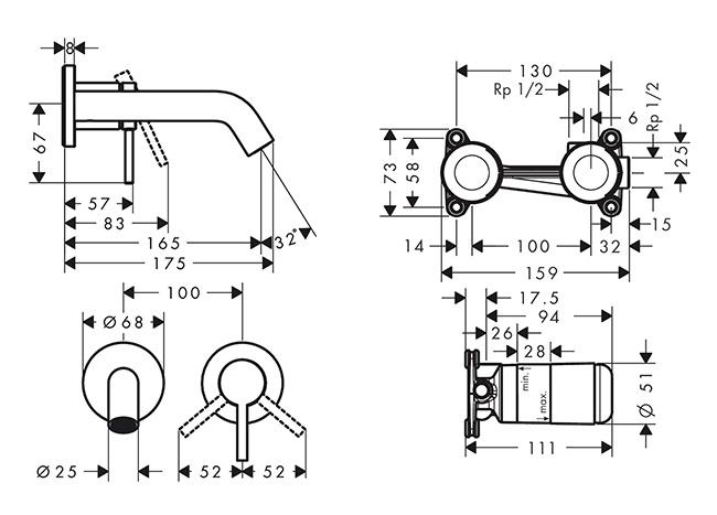 hansgrohe Tecturis S komplet håndvaskarmatur til indbygning m/EcoSmart+ - 165 - Mat sort hansgrohe Tecturis S komplet håndvaskarmatur til indbygning m/EcoSmart+ - 165 - Mat sort