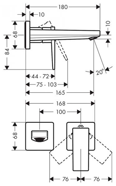 hansgrohe Metropol h&aring;ndvaskarmatur til indbygning m/165 mm tud  - Krom