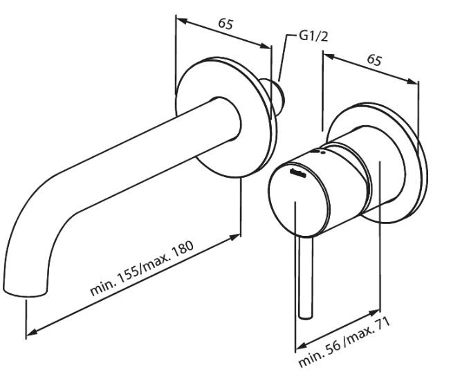 Damixa Osier armatur til indbygning i v&aelig;g - B&oslash;rstet messing