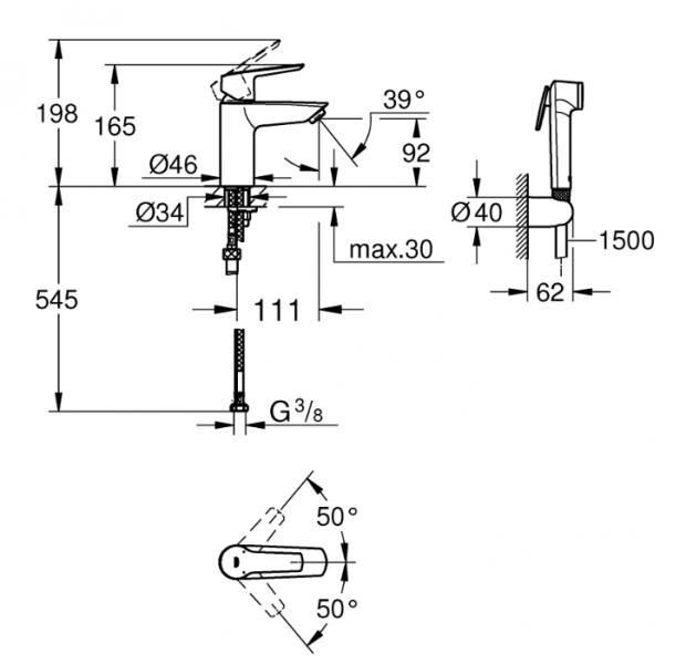 Grohe Start håndvaskarmatur m/Triggerspray håndbruser - Krom Grohe Start håndvaskarmatur m/Triggerspray håndbruser - Krom