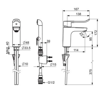 Oras Clinica 5601 h&aring;ndvaskarmatur m/h&aring;ndbruser - Krom