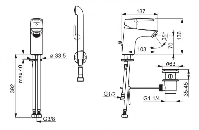 Oras Saga H&aring;ndvaskbatteri m/sidebruser