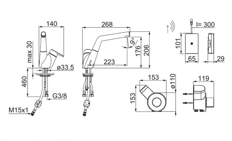 Oras Signa 2222F hybrid k&oslash;kkenarmatur m/udtr&aelig;k - Krom